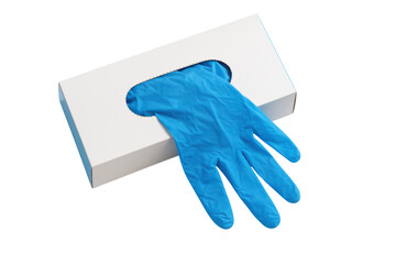 Box of blue nitrile examination gloves isolated PNG with Transparent Background