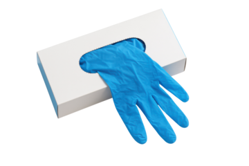 Box of blue nitrile examination gloves isolated PNG with Transparent Background