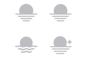 Sun moon icon vector symbol, Set of time of the day icon, Sunset silhouette