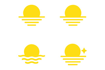 Sun moon icon vector symbol, Set of time of the day icon, Sunset silhouette