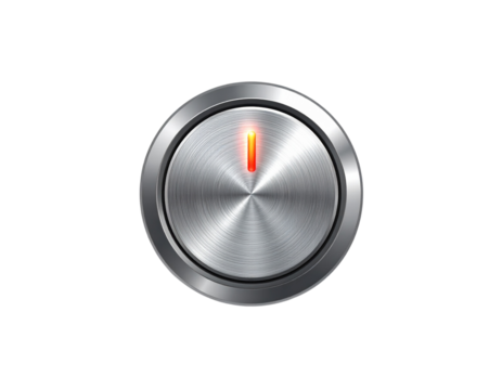 Silver Brushed Metal Control Button for Modern Interface PNG