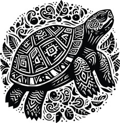 Tribal Turtle with Intricate Ornamental Design