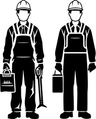 Construction workers with tools and equipment ready for job site