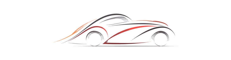 Fototapeta premium Vintage car illustration colorful side view graphic