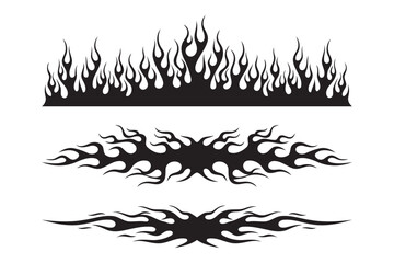 Tribal Flames Silhouette Vector Set for Tattoo and Racing 