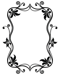 Elegant art nouveau rectangular frame with delicate curved floral embellishments and swirling decorative elements