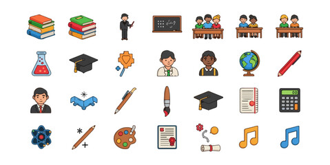 Collection of colorful education icons