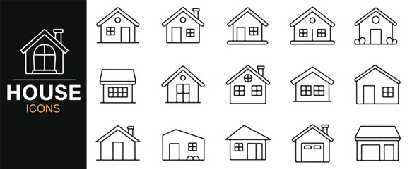 Various house icon designs perfect for real estate, housing, and architectural concepts.
