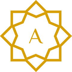 alphabet a letter with luxury ornament abstract monogram vector logo template