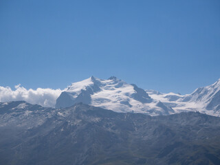 Mettelhorn, Switzerland - August 24th 2024: Impressive view from the summit towards Dufourspitze
