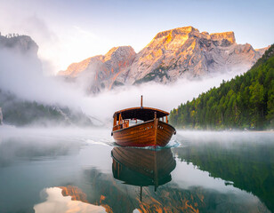 Wooden Boat Lago Braies With