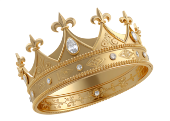  golden 3d king crown isolated on background white