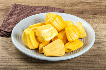 Raw ripe yellow jackfruit segment