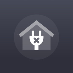Fototapeta premium blackout icon with house and plug, transparent design