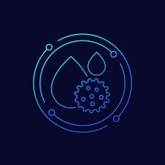 waterborne pathogenic bacteria icon, line vector design