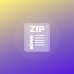 zip file archive icon, transparent design