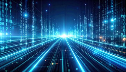 Futuristic Digital Cityscape With Glowing Lines