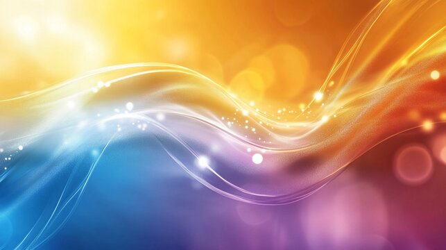 Abstract flowing lines and bokeh lights with vibrant gradient color background design