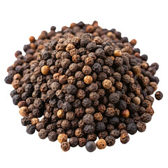 Pile of Whole Black Peppercorns Isolated on Transparent Background Spice Ingredient for Food Seasoning