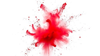 A festive explosion of red powder in mid-air against a clean white background.