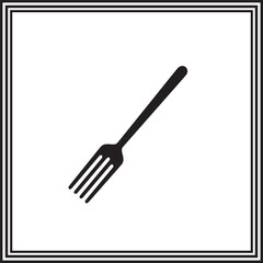 Fork Icon, Simple Black Silhouette of a Kitchen Utensil - Vector Illustration