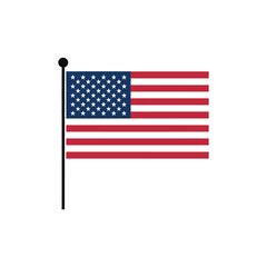 American flag waving on a black pole