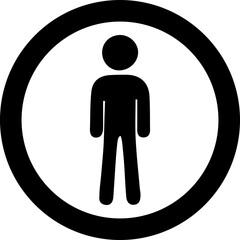 Simple silhouette figure inside a bold black circle