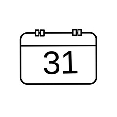 31st Calendar Icon Stock Vector Illustration