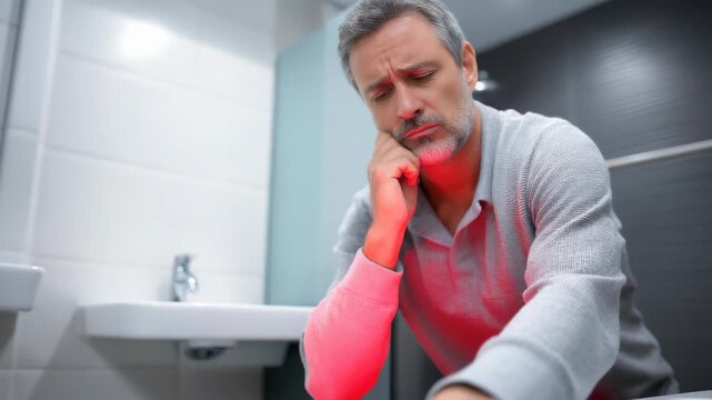 Painful trial: individual undergoes prostate swelling, urinary tract bacterial invasion, genital irritation, ongoing discomfort, medical concern, internal inflammation, masculine health challenge,