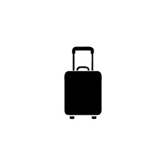Vector art of black silhouette of a rolling suitcase isolated on white background
