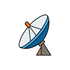 Vector art of blue satellite dish antenna for communication and broadcasting