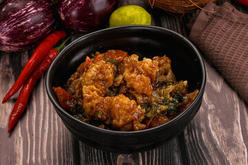 Prawn with vegetables and oyster sauce