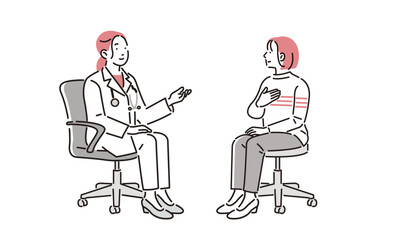病院での診察シーン女性医師