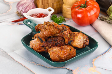 Grilled pork neck meat shashlik