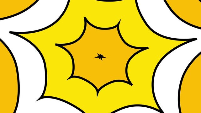 A bold yellow comic background with a starburst central frame, perfect for attention-grabbing moments, dramatic reveals, or exciting scene changes