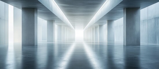 Obraz premium 3d render of abstract futuristic architecture with empty concrete floor. Scene for car presentation.