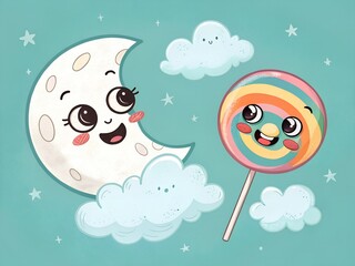 Naklejka premium moon and clouds
