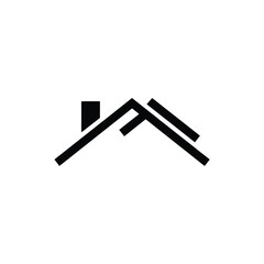 Simple black line art of a house roof with chimney