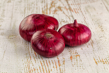 Raw ripe purple onion bulb