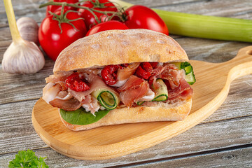 Ciabatta with cured parma and tomato