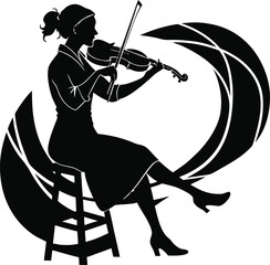 Black woman playing the violin vector icon playing the violin vector silhouette