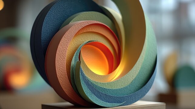 Multi Level Pastel Paper Art Structure with Spiral Design