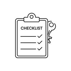 Key checklist icon for important tasks and verification