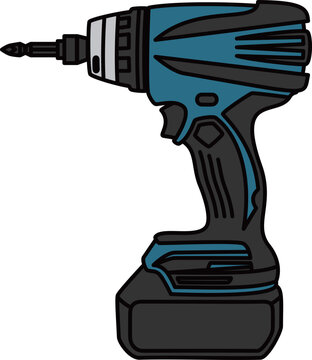 blue cordless drill tool clip art preview