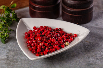 Dry pink pepper corn spice