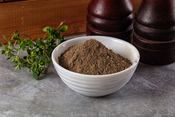 Ground dry black pepper powder