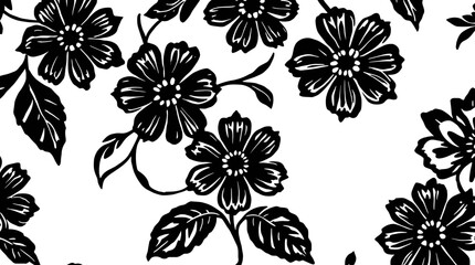 Ornate floral design, detailed line drawing of a stylized flower and leaves.