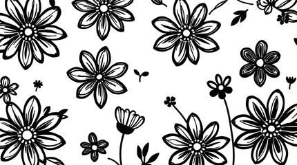 Ornate floral design, detailed line drawing of a stylized flower and leaves.