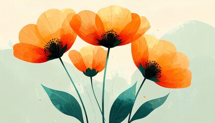Soft orange flowers against pastel backdrop