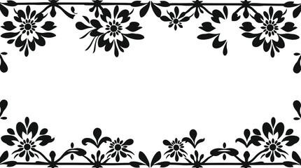Ornate floral design, detailed line drawing of a stylized flower and leaves.